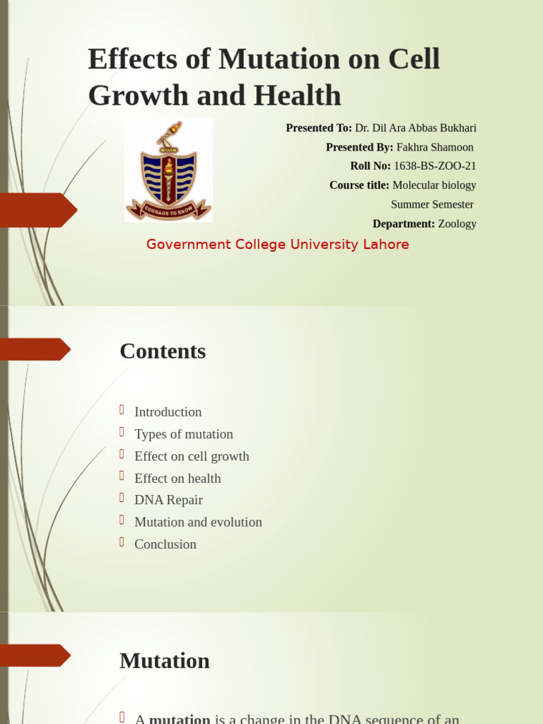 Mutation Effects on Cell Growth & Health | PDF | Mutation | Dna Repair