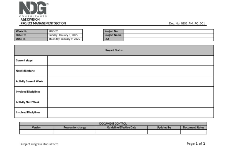 Project Progress Status Form 2025 | PDF