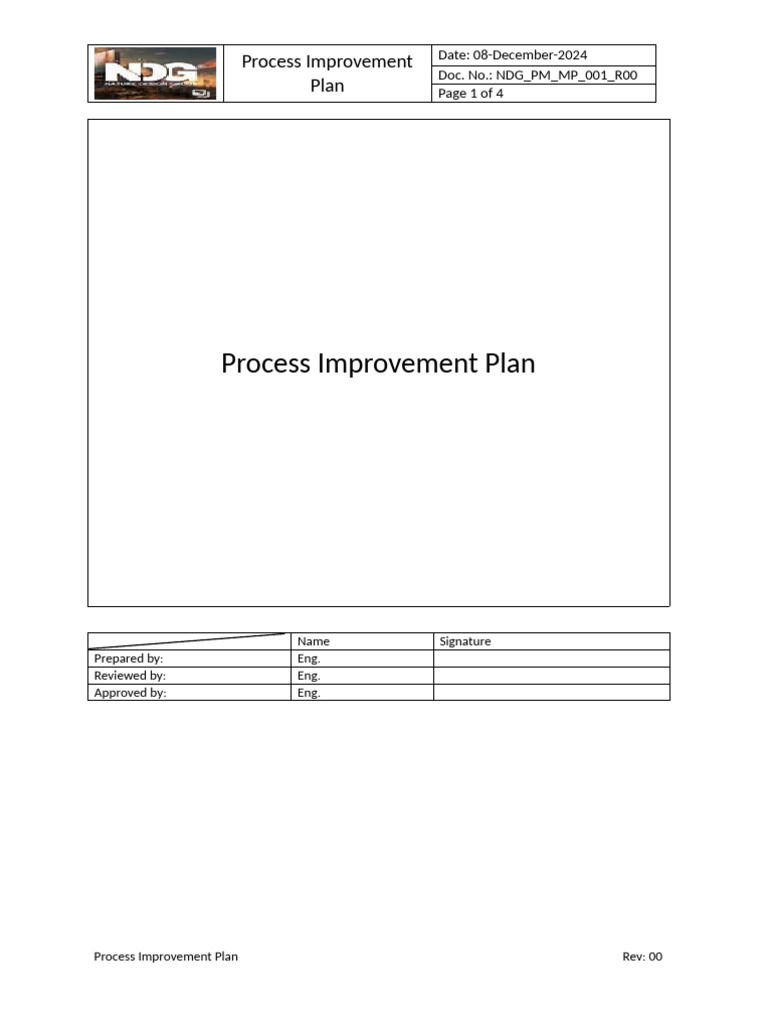 NDG Process Improvement Plan 2024 | PDF | Project Management | Business
