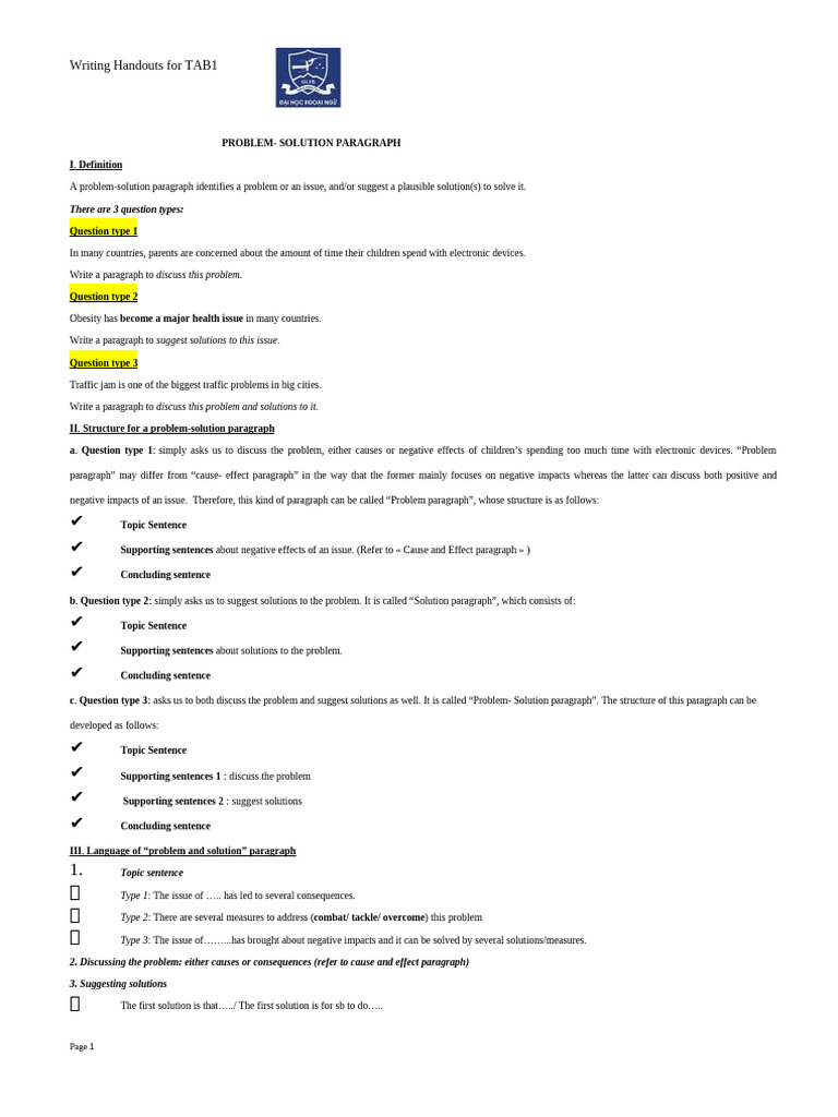 Problem-Solution Paragraph Guide | PDF | Traffic | Traffic Congestion