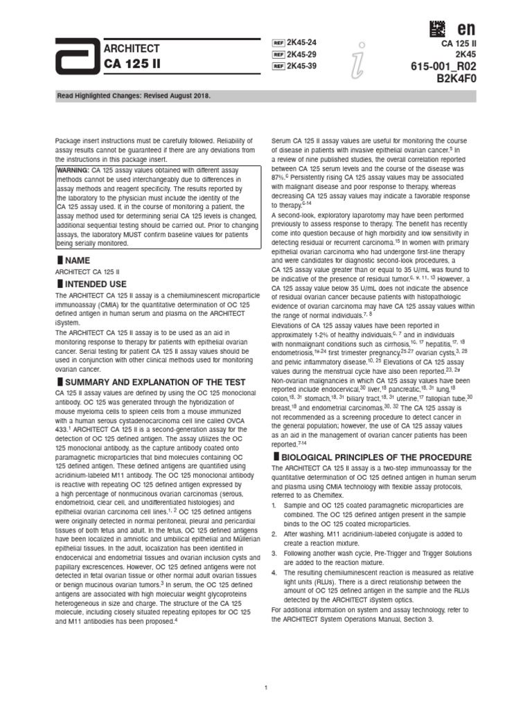 Monitoring Ovarian Cancer with CA 125 II | PDF | Ovarian Cancer | Blood ...