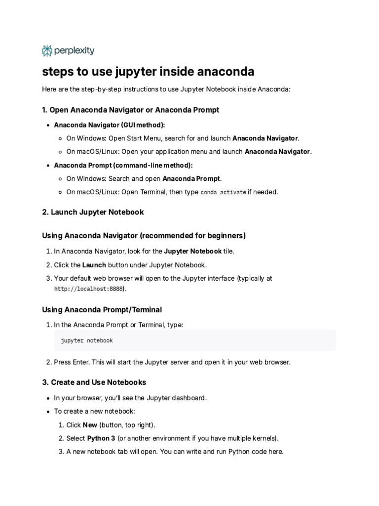 Launching Jupyter Notebook in Anaconda | PDF