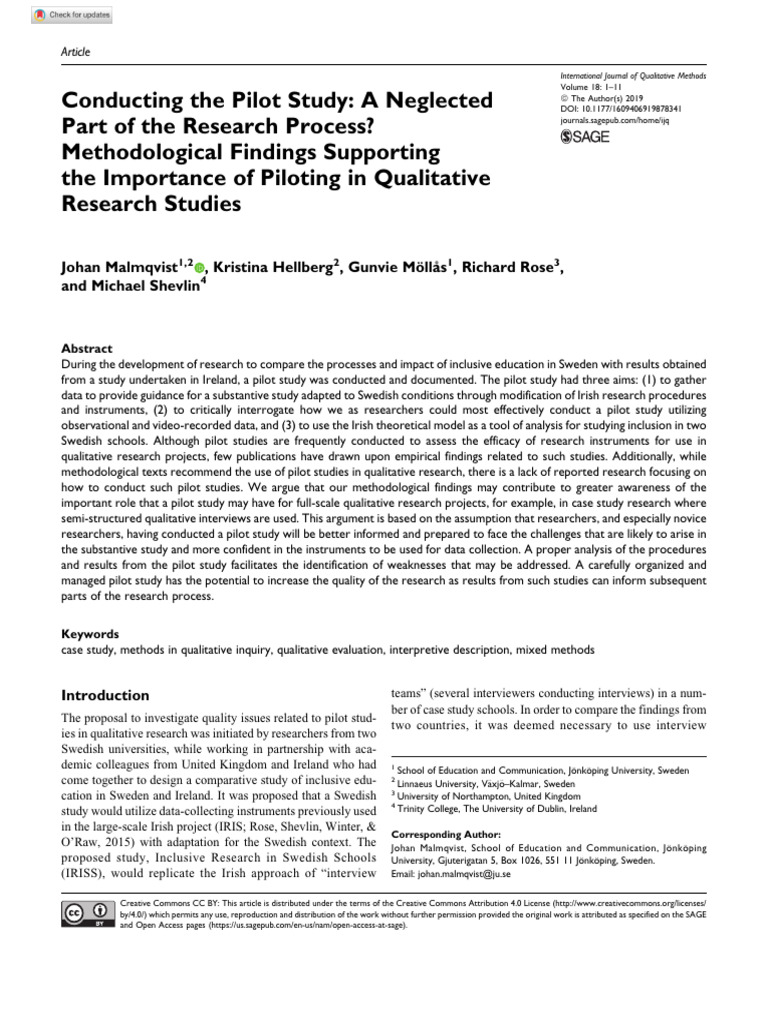 Importance of Pilot Studies in Research | PDF | Methodology ...