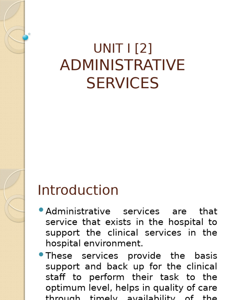 Hospital Administrative Services Overview | PDF | Hospital Acquired ...