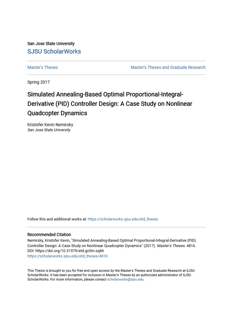 PID Controller Design for Quadcopter Dynamics | PDF | Control Theory ...