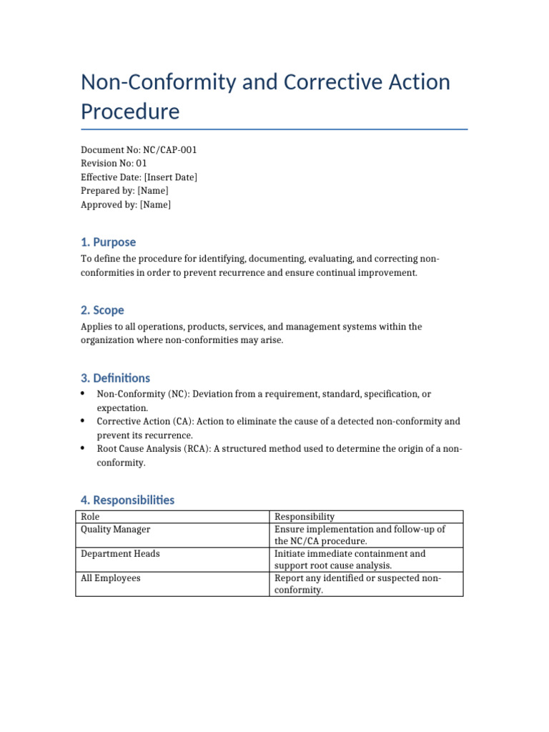 Non-Conformity and Corrective Action Process | PDF | Systems Thinking ...