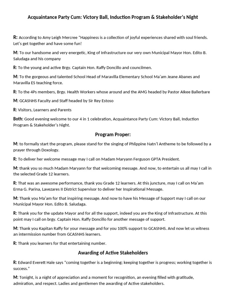 Acquaintance Party Script | PDF