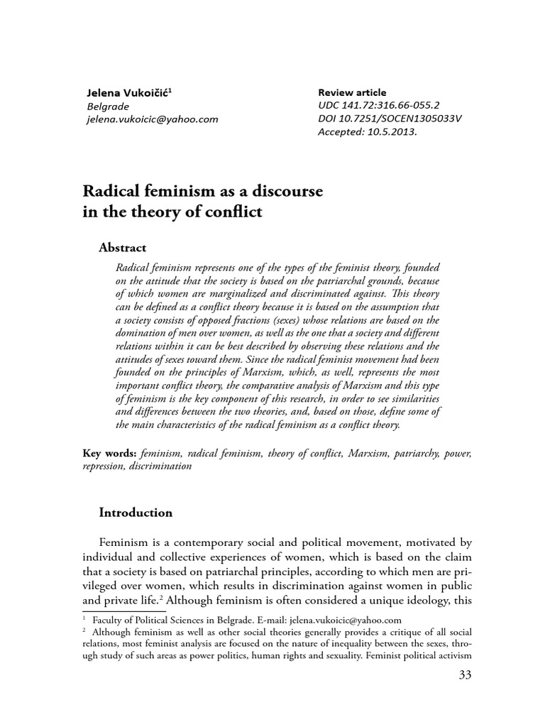 Radical Feminism and Conflict Theory | PDF | Feminism | Gender Studies