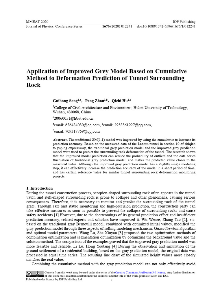 Application of Improved Grey Model Based On Cumula (1) 2 | PDF ...