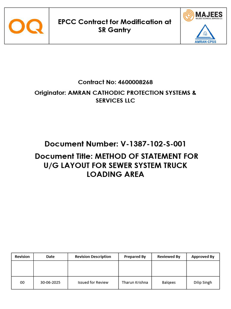 EPCC Modification Method Statement for CP System | PDF | Electric ...