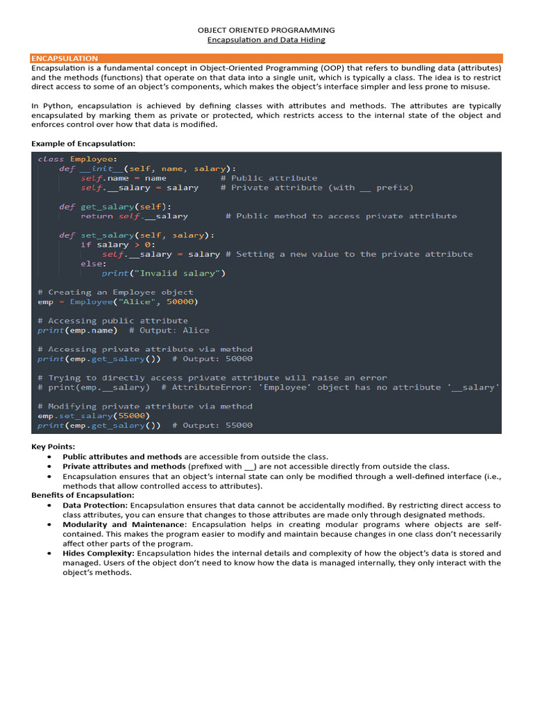 Encapsulation vs Data Hiding in OOP | PDF | Object Oriented Programming ...