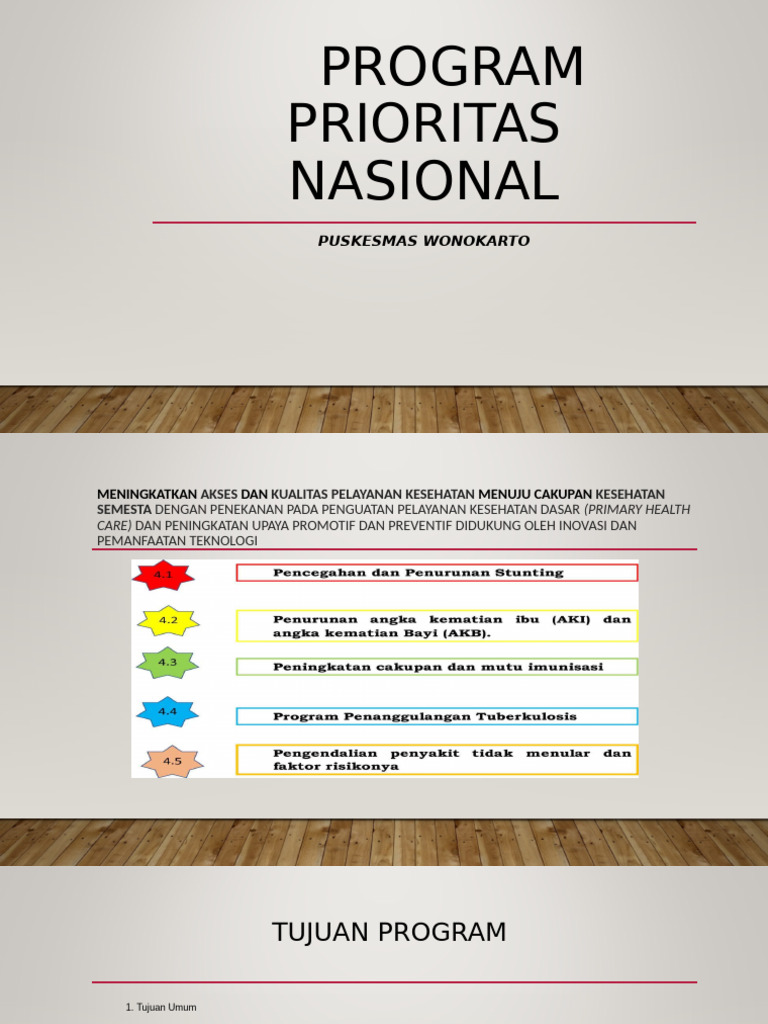 Program Prioritas Nasional: Puskesmas Wonokarto | PDF