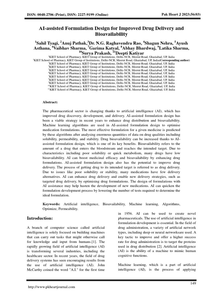 AI in Drug Formulation and Delivery | PDF | Artificial Intelligence ...