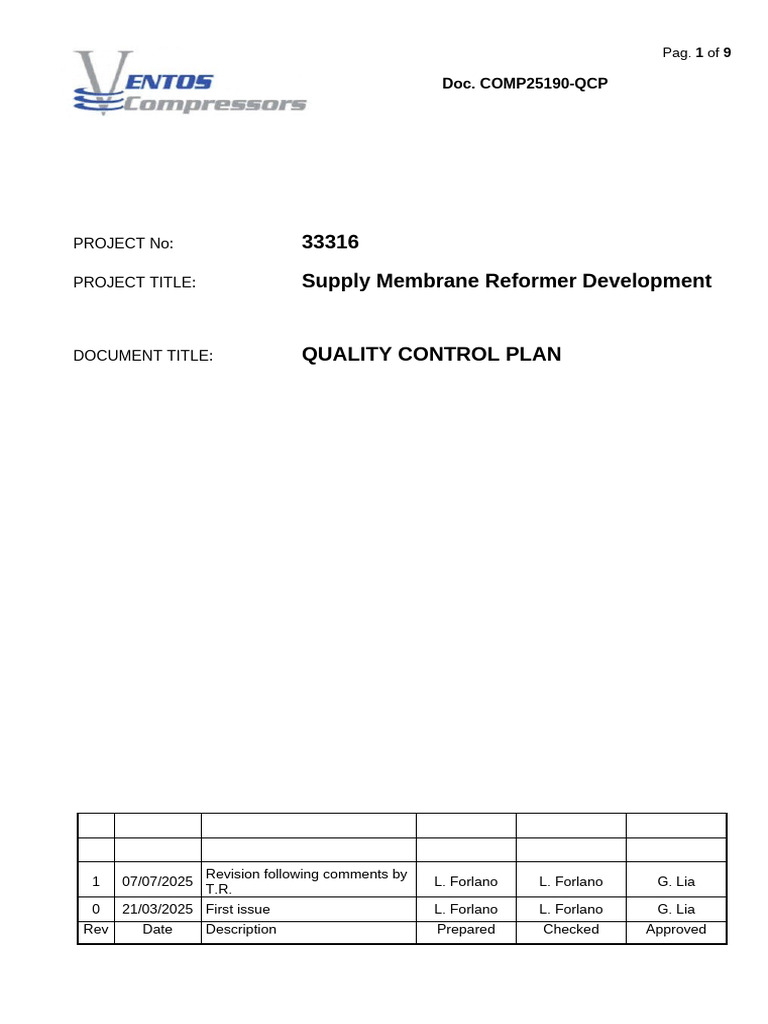 Quality Control Plan for Compressor Project | PDF | Mechanical Engineering