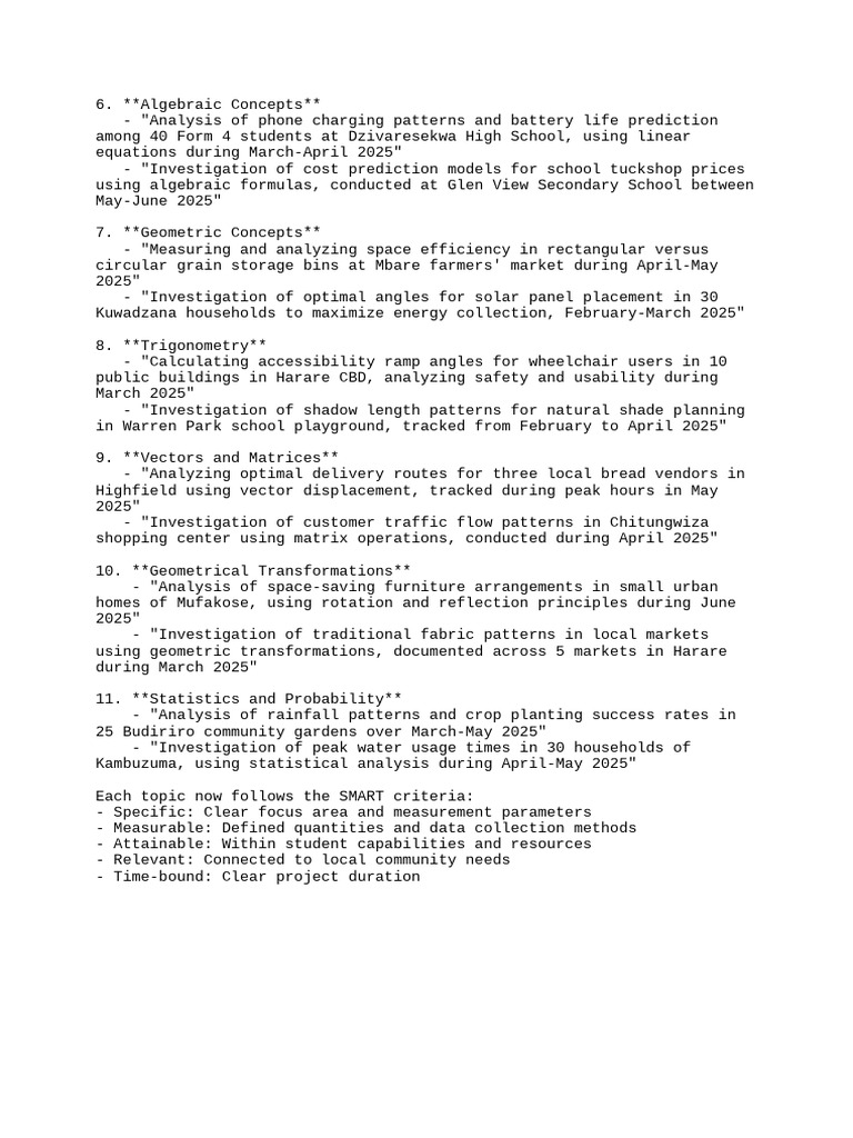 Math Project Topics | PDF