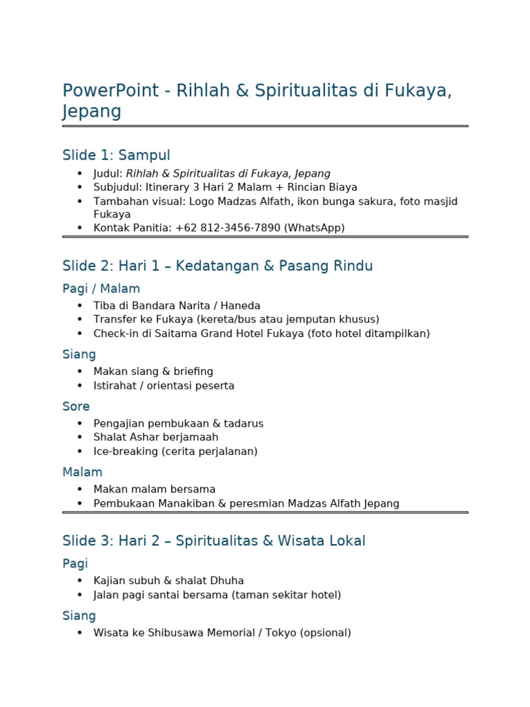 Rihlah Spiritual di Fukaya Jepang | PDF