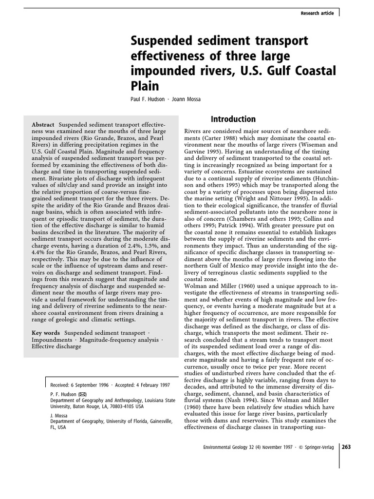 Sediment Transport in Impounded Rivers | PDF | River | Discharge ...