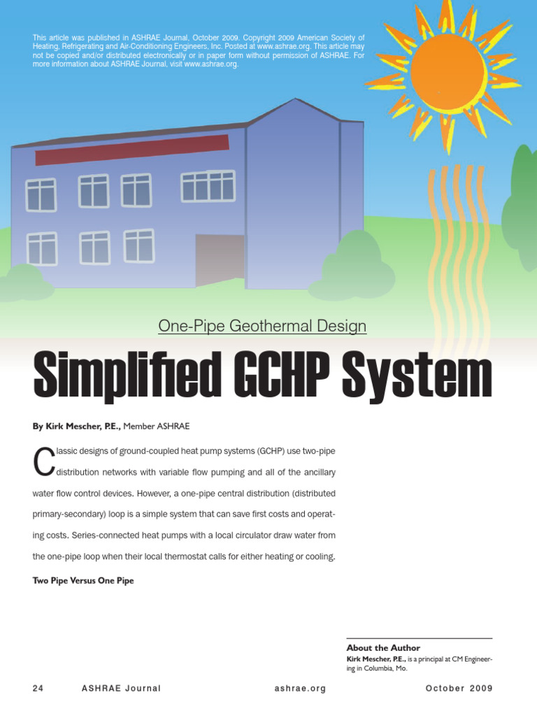 One-Pipe Geothermal Heat Pump Systems | PDF | Pump | Heat Pump