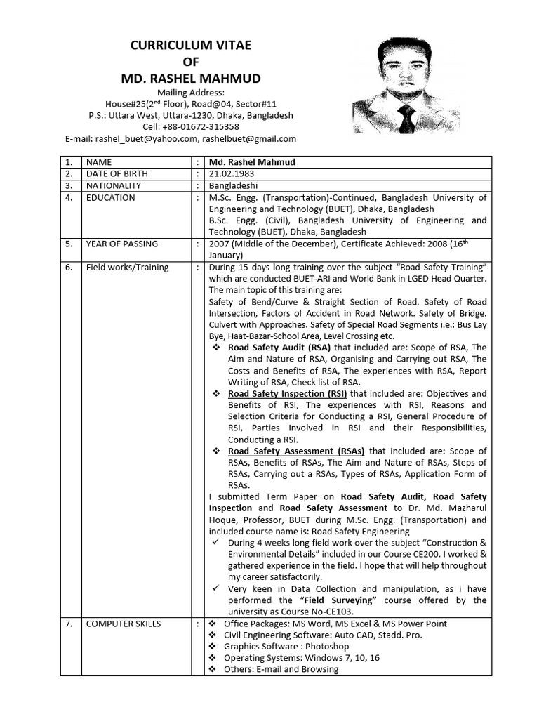 Curriculum Vitae of Md. Rashel Mahmud | PDF