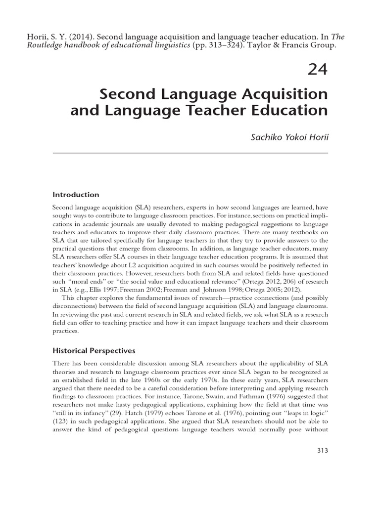 Horii - 2014 - SLA and Lang Teacher Education | PDF | Second Language ...