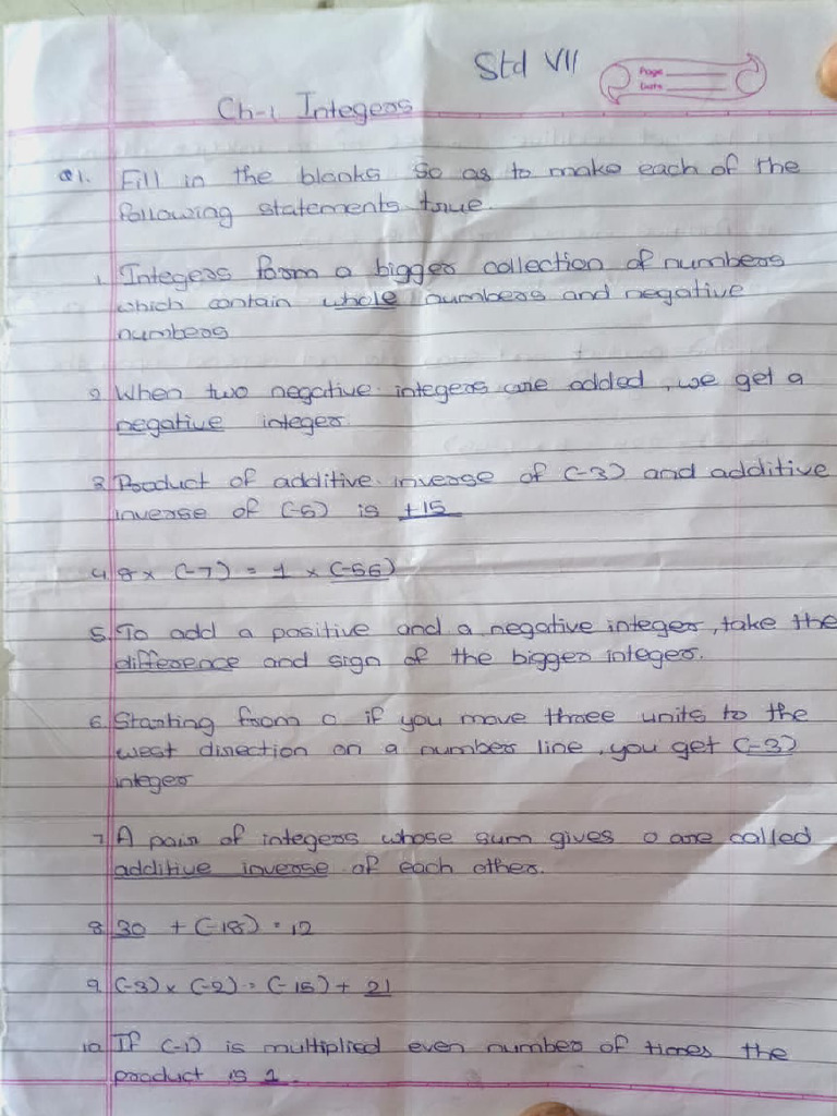 Maths Revision Std-7 | PDF