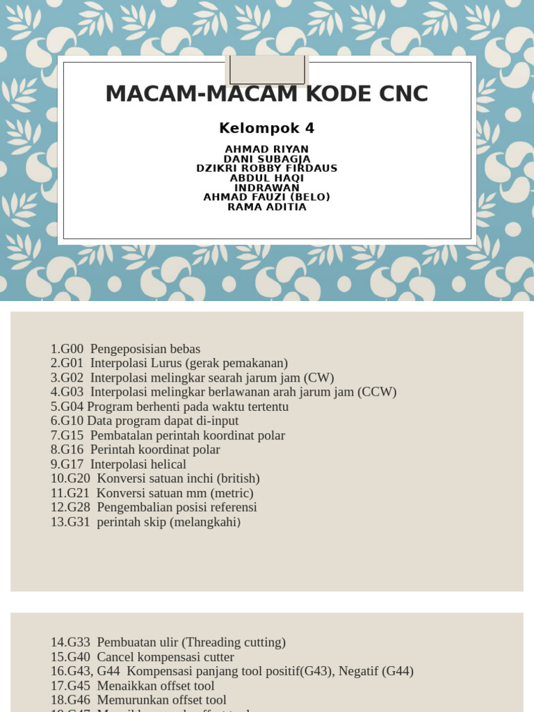 Kode G dan M dalam CNC | PDF