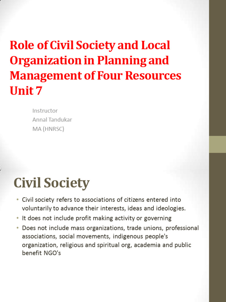 Role of Civil Society and Local Organization in - 250729 - 162908 | PDF ...