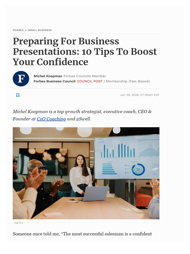 Task 3 - Article - Preparing For Business Presentations 10 Tips To ...