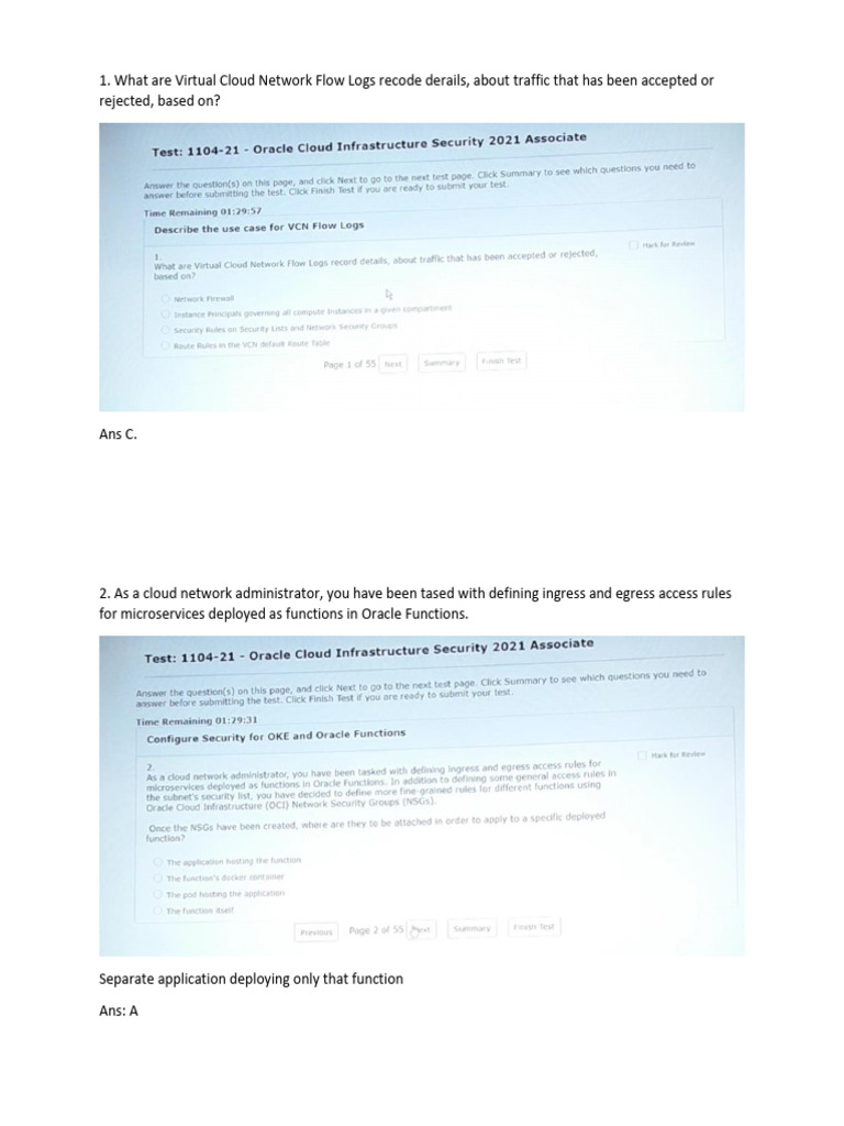 Oracle Cloud Infrastructure Security 2021 Associate - Final | PDF ...