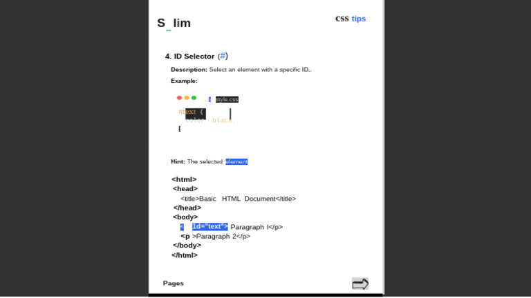 CSS ID Selector Tips and Examples | PDF