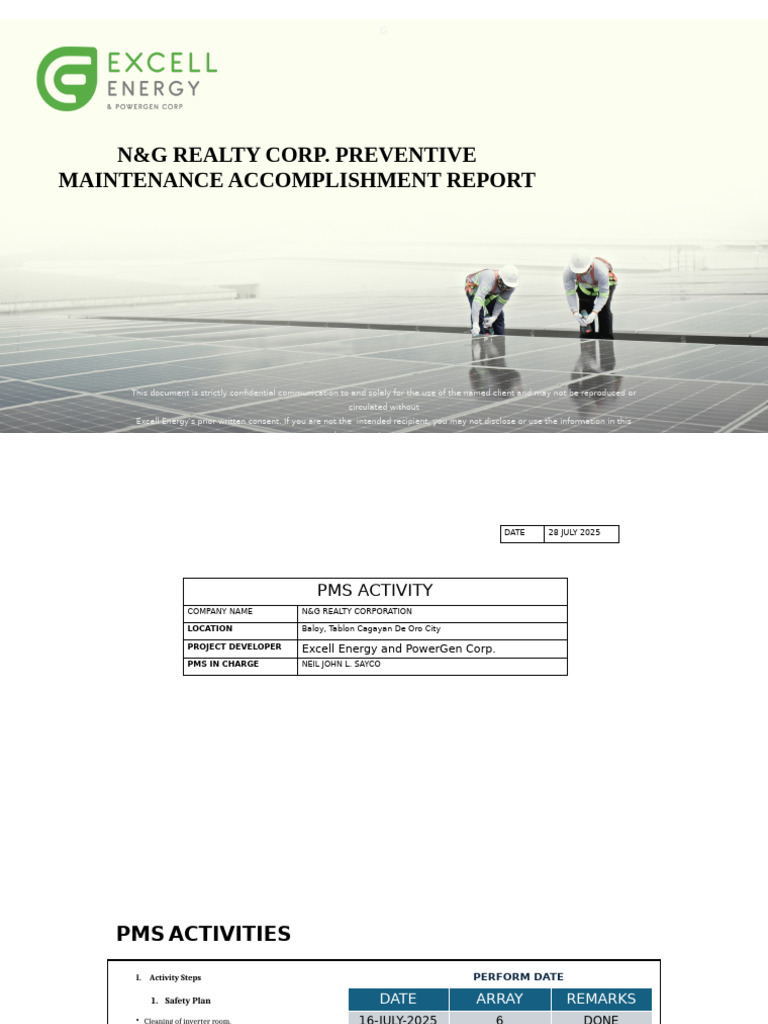 N&G Realty Preventive Maintenance Report | PDF | Power Supply ...