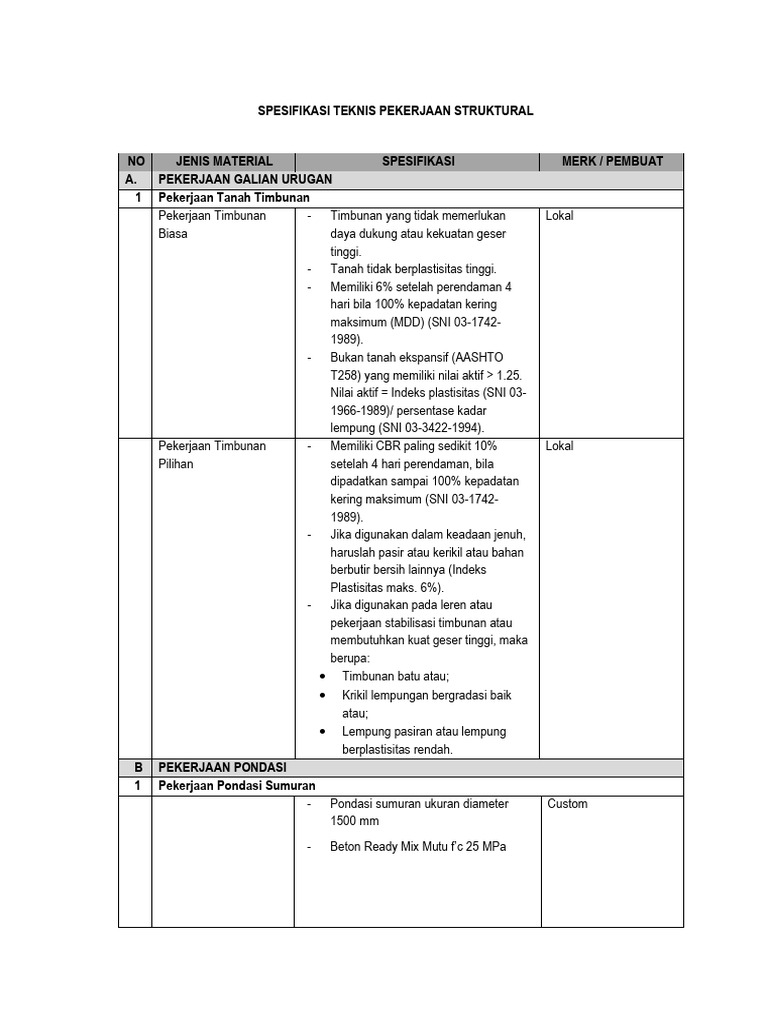 Spesifikasi Teknis | PDF