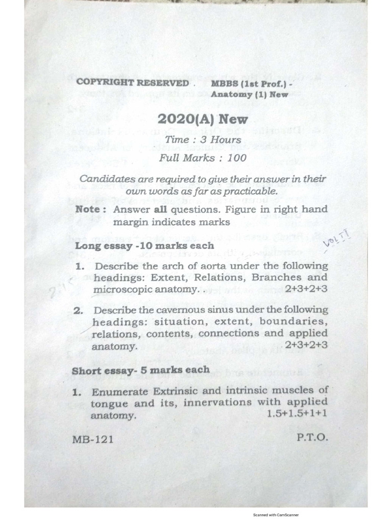 MBBS 2020 Question Paper | PDF