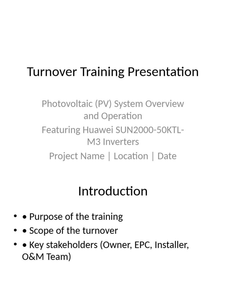 PV System Turnover Training Guide | PDF | Photovoltaic System ...