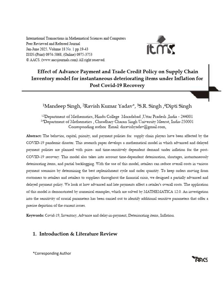 Supply Chain Inventory Model Post-COVID | PDF | Inventory | Demand