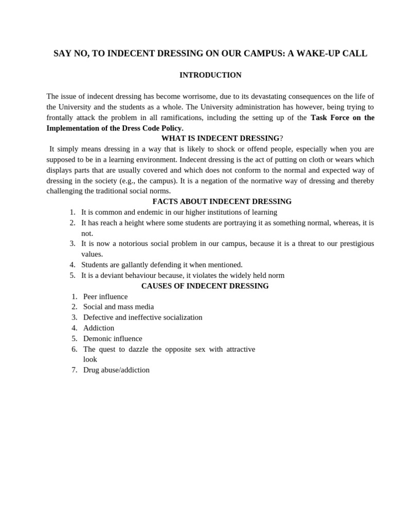 Consequences of Indecent Dressing | PDF | Human Sexuality | Social ...