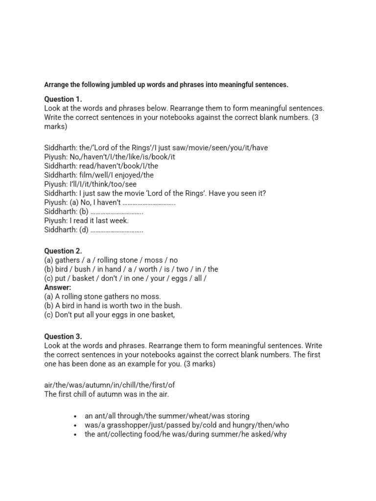 Jumbled Dialogue and Sentence Exercises | PDF | Ancient Egypt