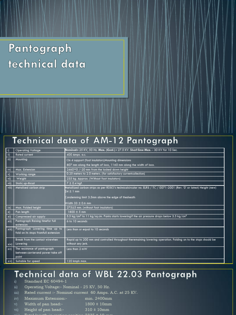 AM-12 Pantograph Technical Specifications | PDF | Insulator ...
