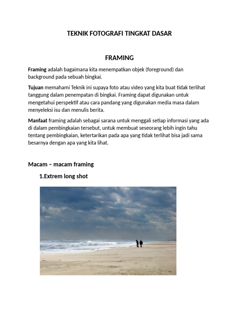 Teknik Framing dan Angle dalam Fotografi | PDF