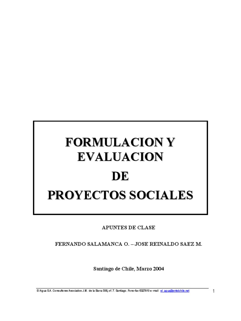 Formulación y Evaluación de Proyectos Sociales | PDF | Finanzas y ...