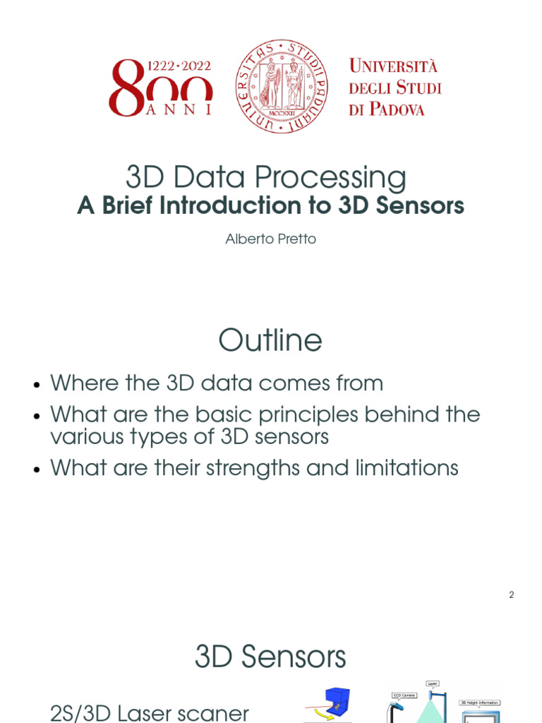 Slide 3DP 02 Intro 3d Sensors | PDF | Lidar | Optics
