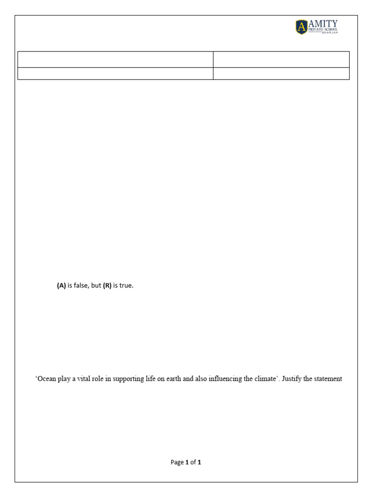 Grade VI Social Studies Practice Worksheet | PDF
