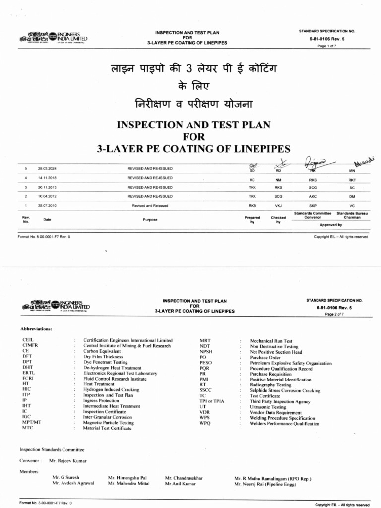 Inspection Plan for 3-Layer PE Coating | PDF | Materials