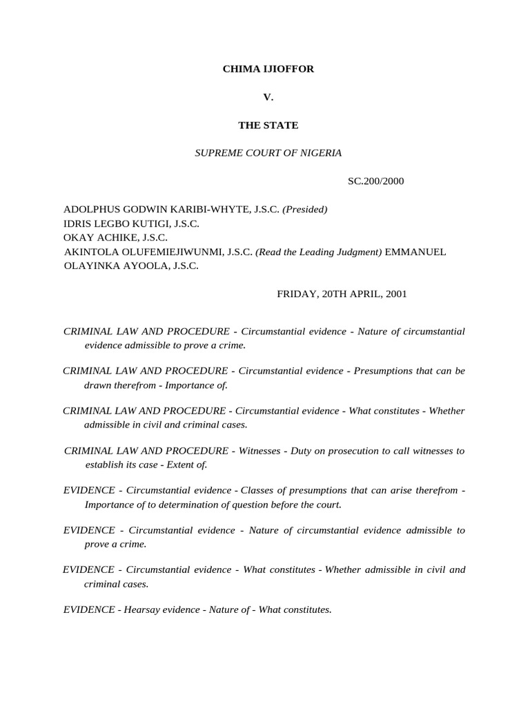 Circumstantial Evidence in Murder Case | PDF | Burden Of Proof (Law ...