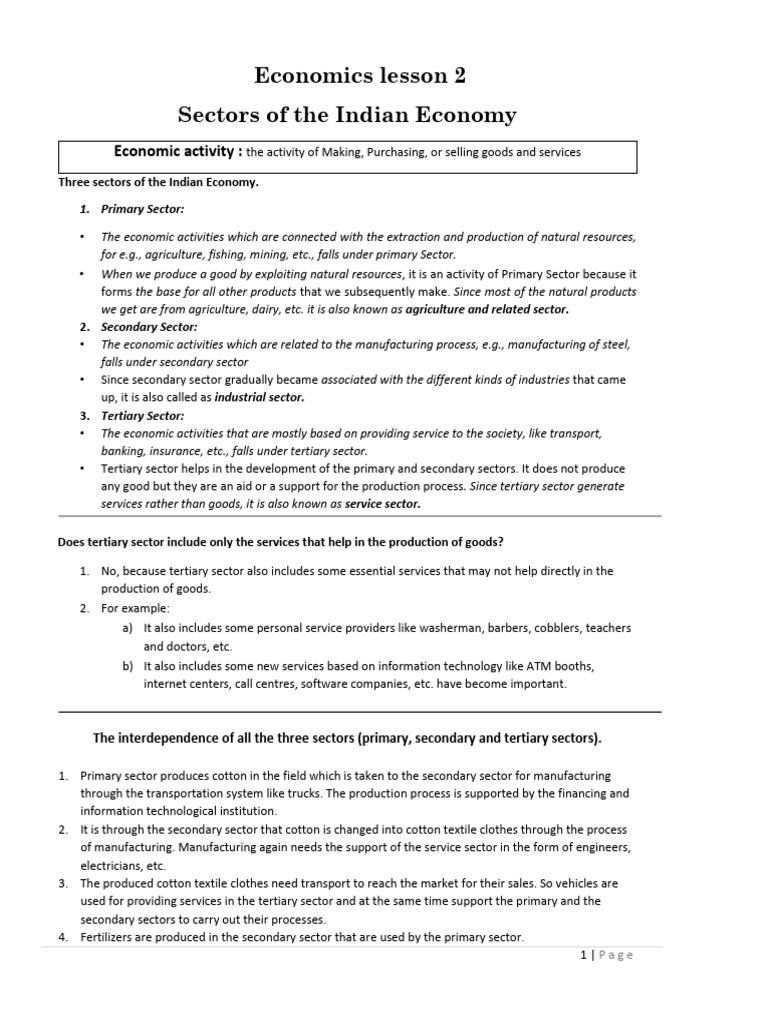Sectors of the Indian Economy Explained | PDF | Underemployment | Gross ...