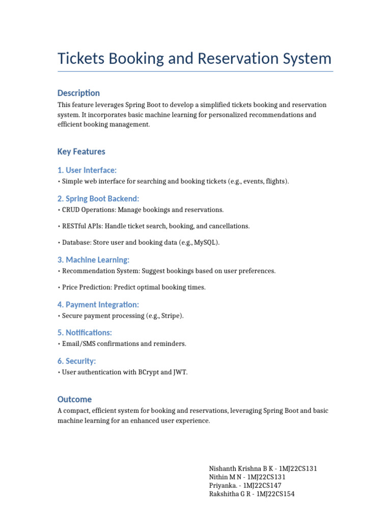 Spring Boot Ticket Booking System | PDF