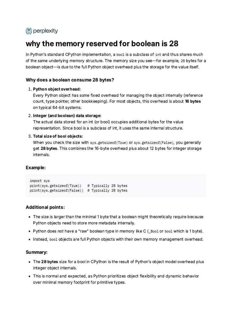 Boolean Memory Storage in Python | PDF