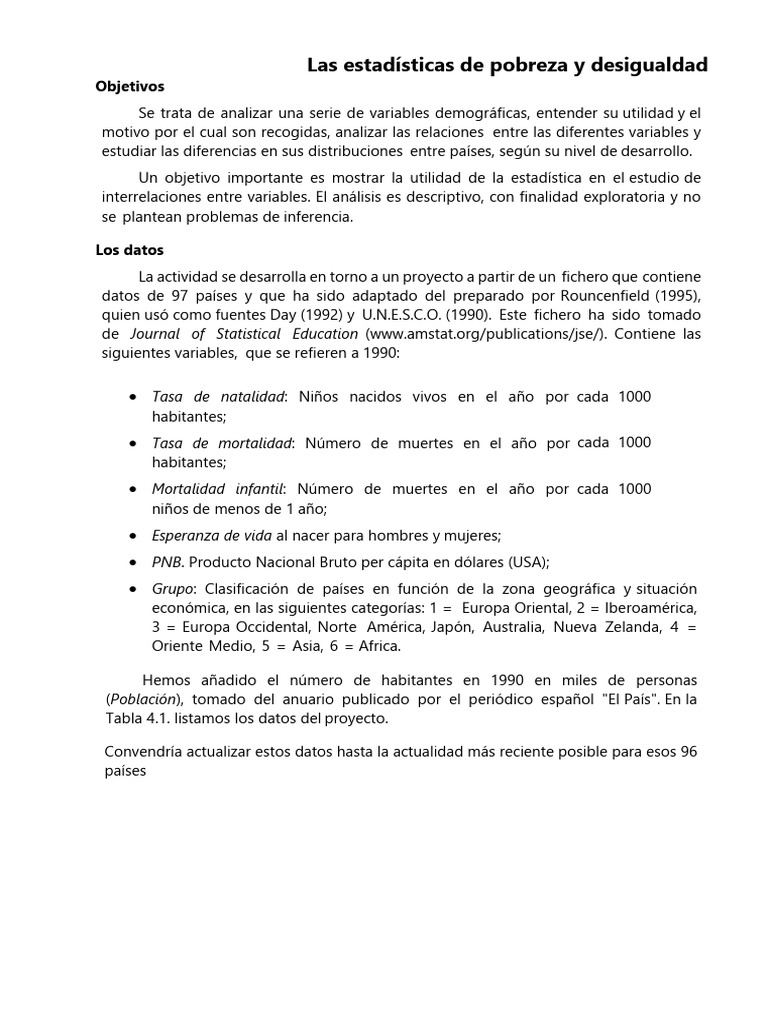 Práctica 1 Pobreza y Desigualdad 24 - 25 | PDF | Tasa de mortalidad ...