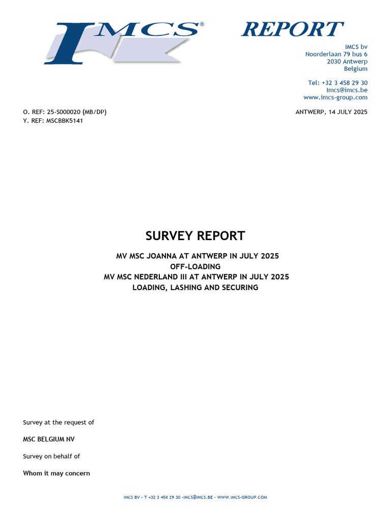 07.14 Survey Report TS ANR | PDF | Shipping