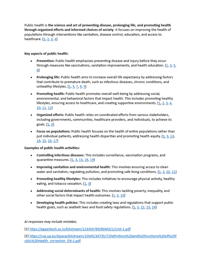 Public Health Is The Science and Art of Preventing Disease | PDF ...